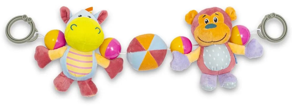 Gyermek plüss csörgő babakocsiba Baby Mix viziló és majom