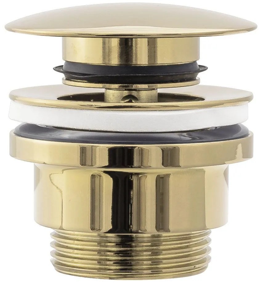 készlet Pultos mosdó Pearl black matt gold edge + Fürdőszobai csaptelep Lungo gold + Dugó gold