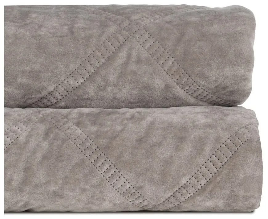 Szürke bársony steppelt ágytakaró 230x260 cm – Ixia