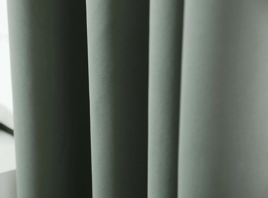 Szürkészöld függöny OXFORD 140x250 cm Felfüggesztés: Hullámos sínszalag