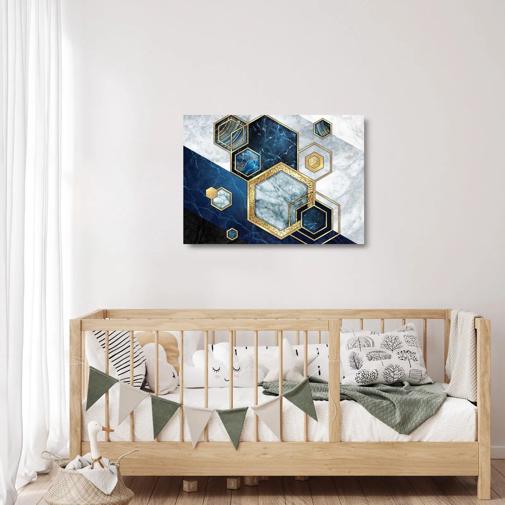 Kép - Márvány hatszögek (üvegen) (70x50 cm)