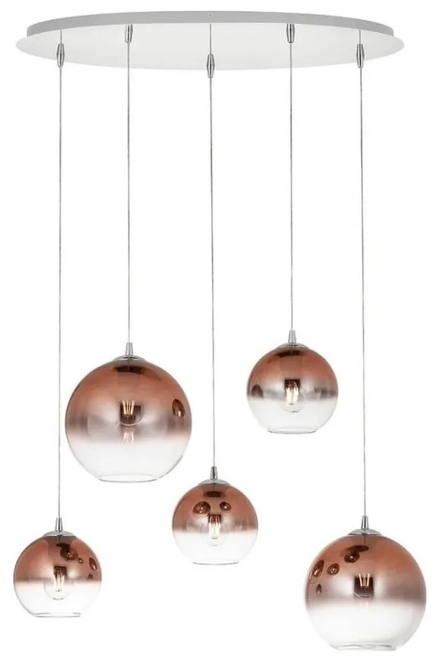 Redo 01-2080 - Csillár zsinóron BOWL 5xE27/42W/230V réz