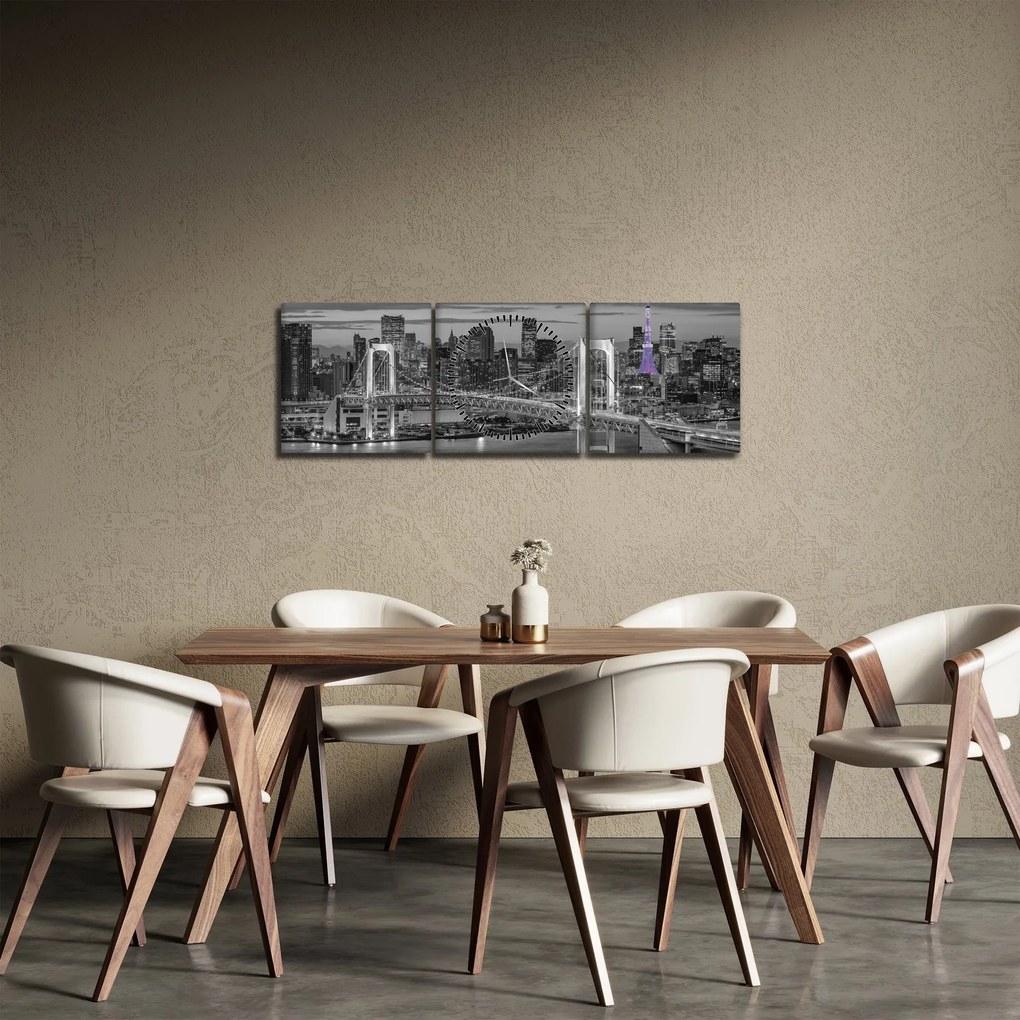 Kép - A nagyváros a lila toronnyal (órával) (90x30 cm)