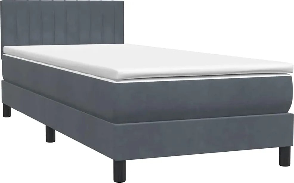 vidaXL sötétszürke bársony rugós ágy matraccal 90x210 cm