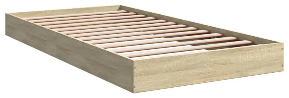 sonoma tölgy színű szerelt fa ágykeret matrac nélkül 100x200 cm