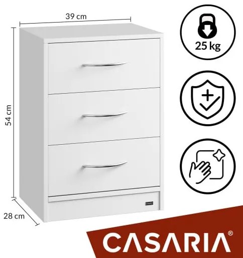 Casaria® Eloise éjjeliszekrény 54x39x28 cm - LED fehér