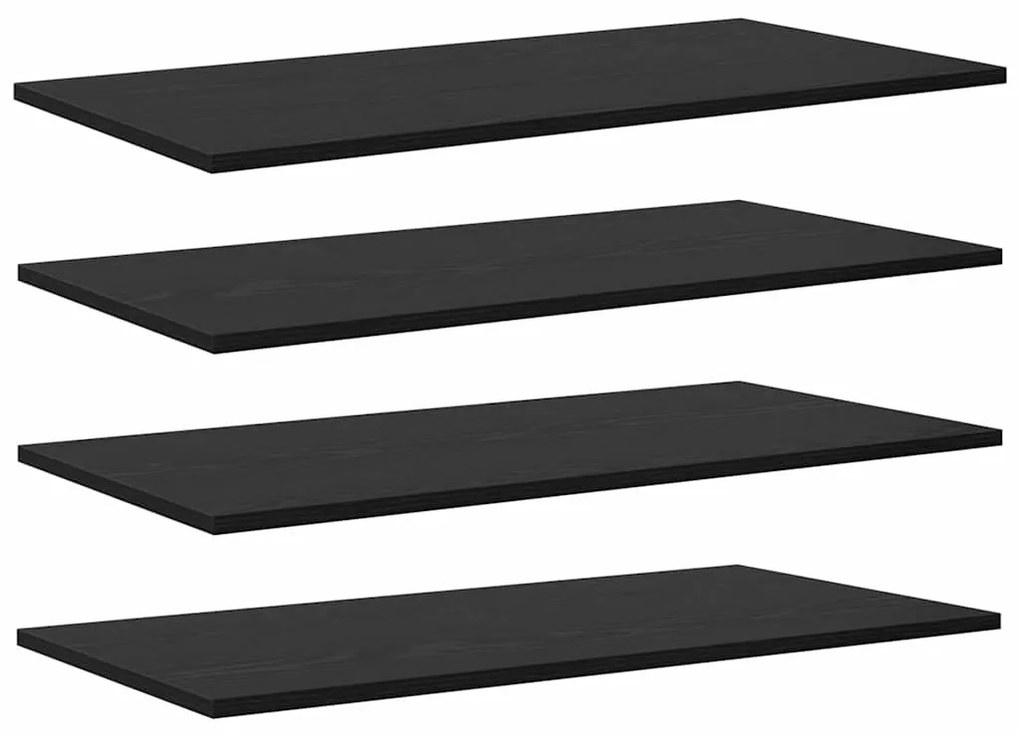 Polcos könyvespolc 4 pcs Fekete 80 x 40 x 1.5 cm Faanyag