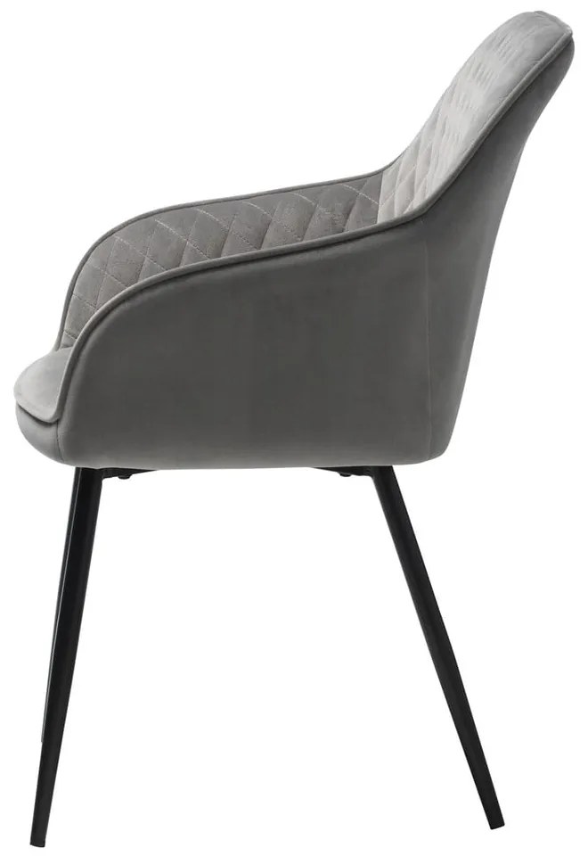 Világosszürke kárpitozott karfás étkezőfotel Milton – Unique Furniture