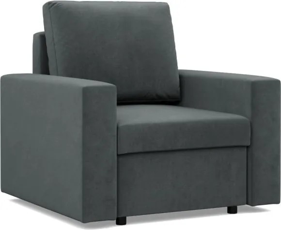 Zeus fotel, egyenes kartámasz, bársony, hab töltet, szürke