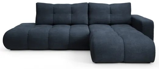 ALMADA jobb oldali, ágyazható L alakú kárpitozott sarokülőgarnitúra tárolóval, kék