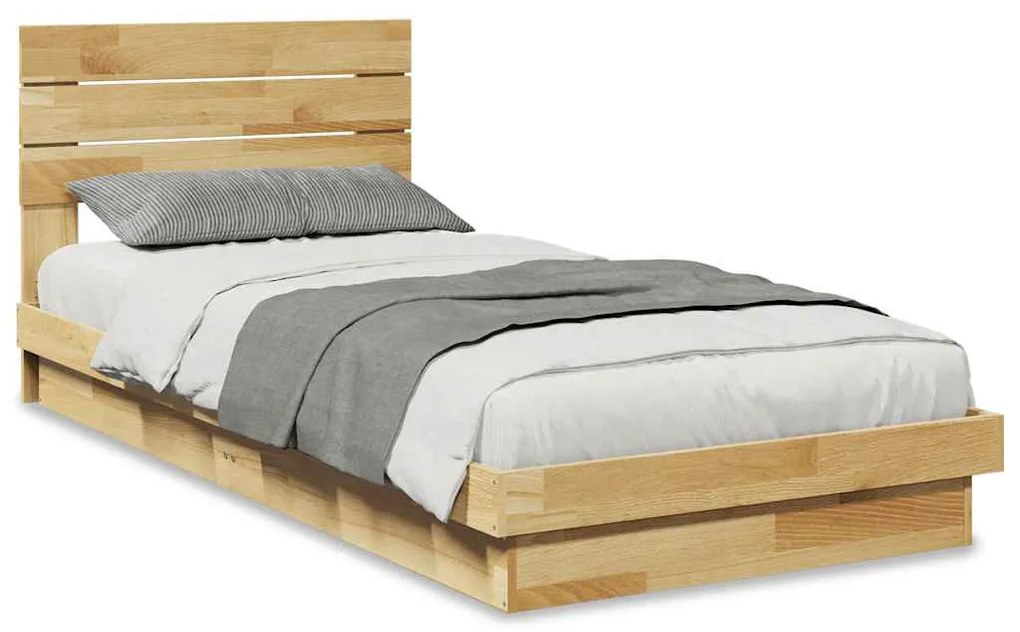 ágykeret fejtámlával matrac nélkül 80x200 cm tömör fa tölgyfa