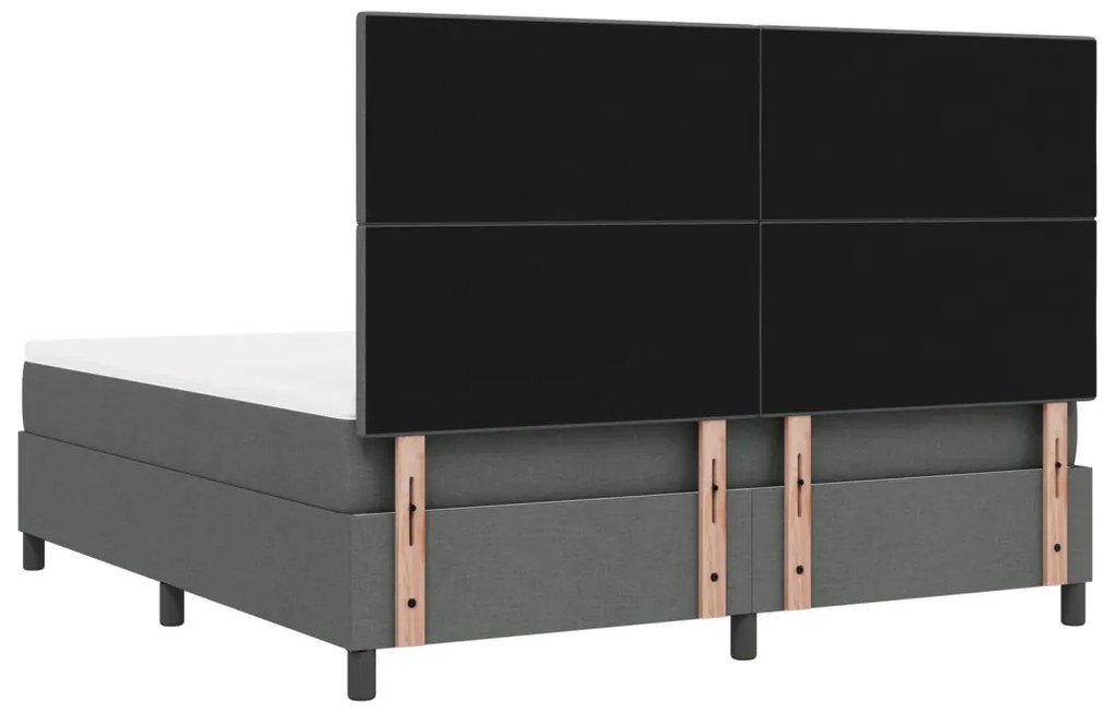 Rugós ágy matraccal és LED-del - Sötétszürke, 180 x 200 cm Szövet