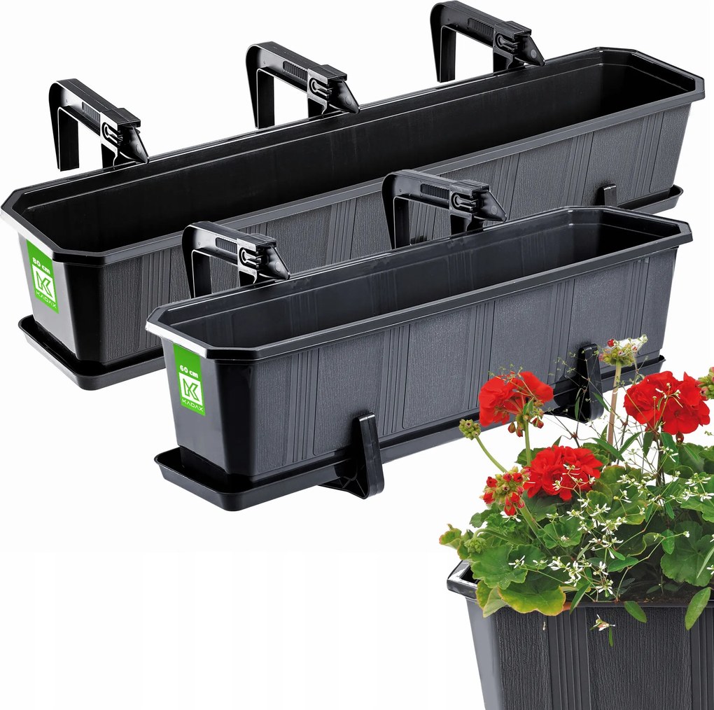 Erkélydoboz 60+80cm Virágtartó Állvány Fogantyúk 2db