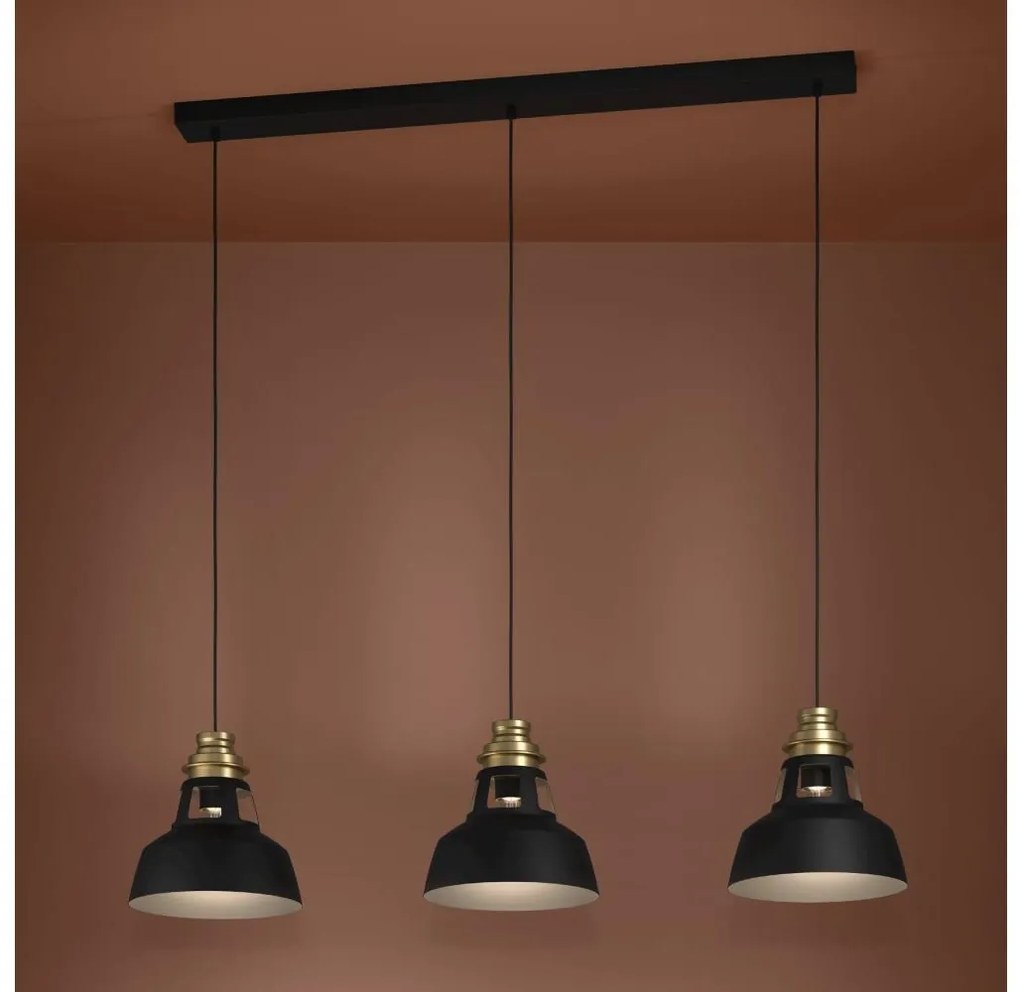 Eglo 390231 - Csillár zsinóron ESPINARDO 3xE27/40W/230V fekete/arany