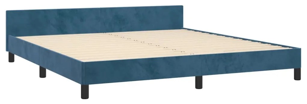 sötétkék bársony ágykeret matrac nélkül 160x200 cm