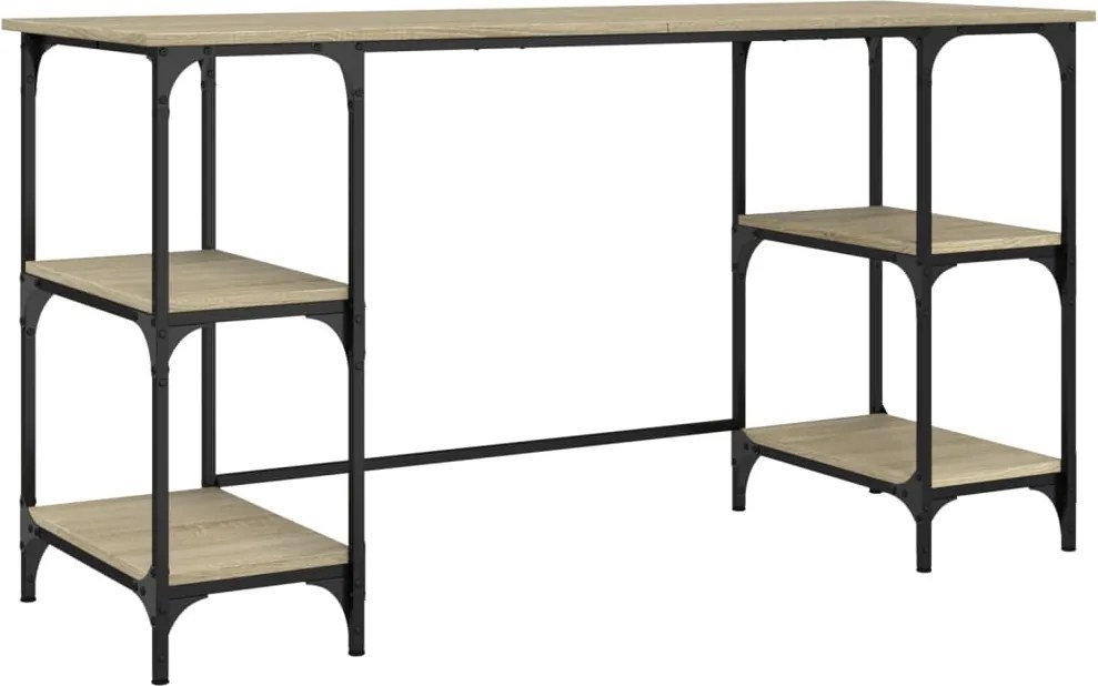 vidaXL sonoma tölgy színű fém és szerelt fa íróasztal 140 x 50 x 75 cm