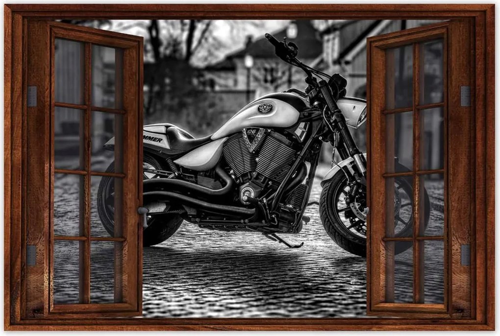 Poszterek 120x80 Fekete-fehér fotó motor