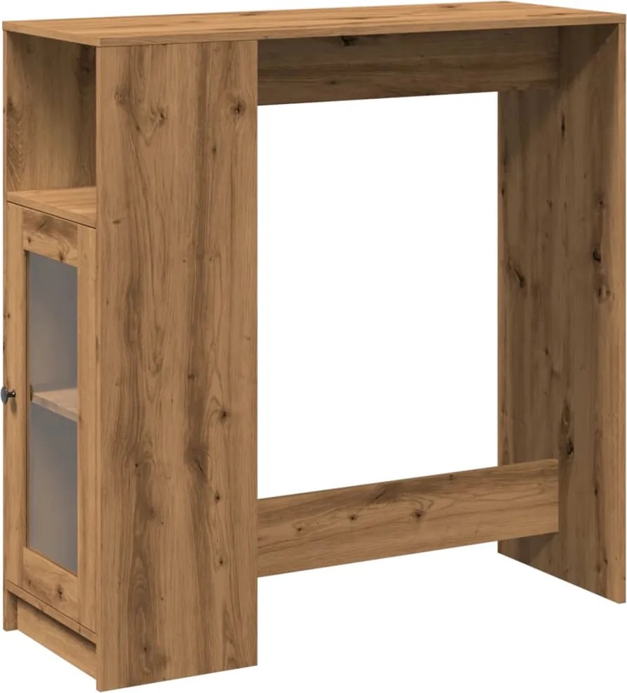 vidaXL kézműves tölgy szerelt fa bárasztal tárolókkal 101x40x103,5 cm