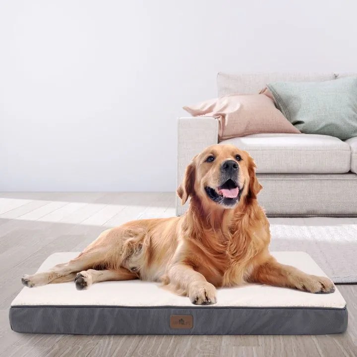 Ortopédiai kutya- és macskaágy 92x69x8 cm bézs-szürke
