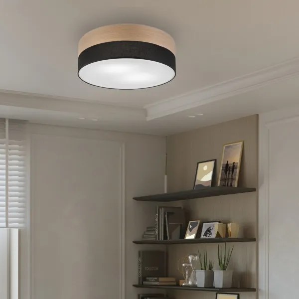 Mennyezeti lámpa SIRJA WOOD 2xE27/15W/230V átm. 45 cm fekete/tölgy