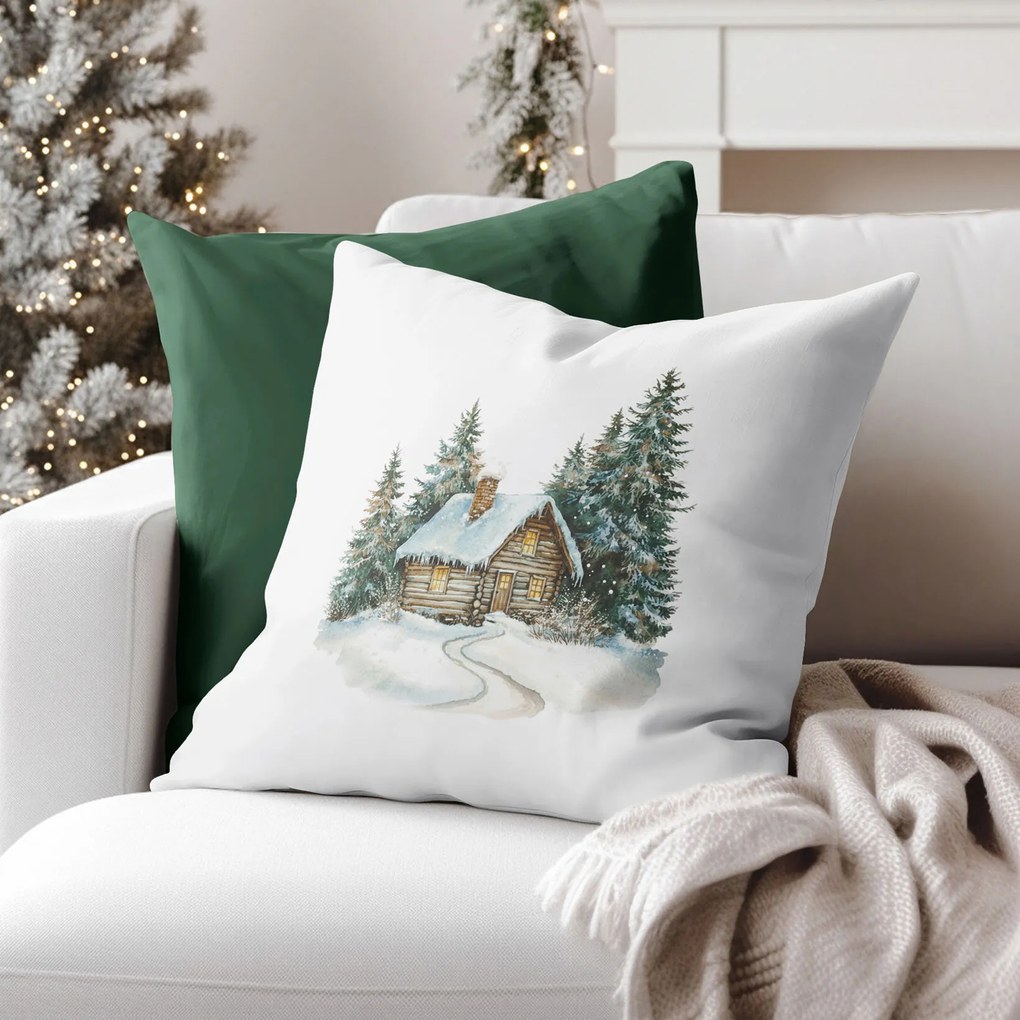 Goldea dekoratív párnahuzat - téli házikó 45 x 45 cm