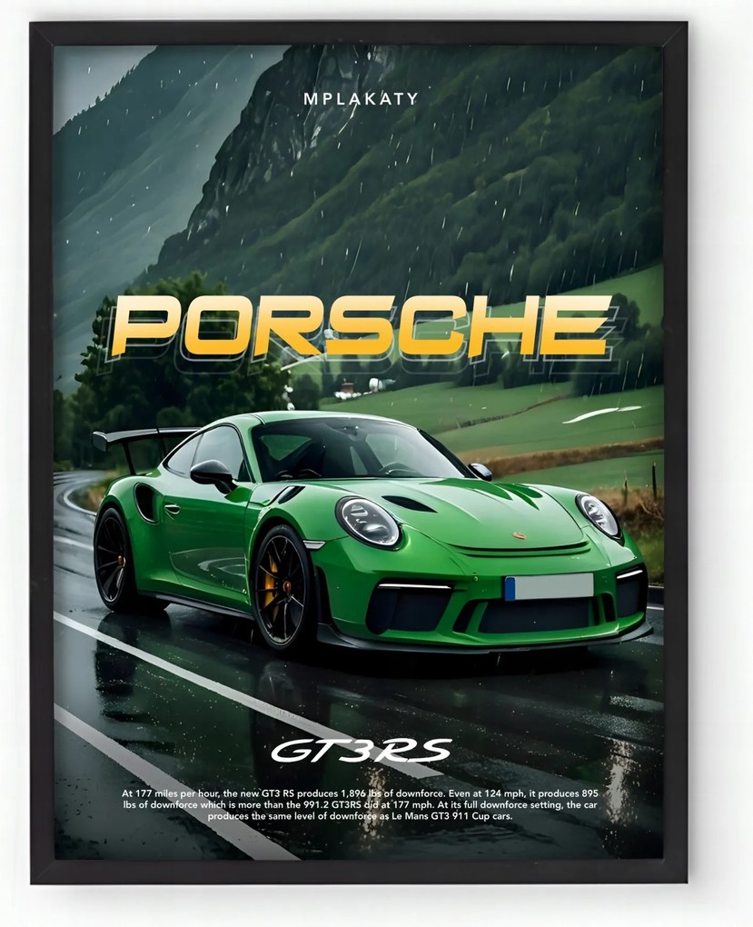 Porsche 911 GT3 Rs keretes poszter 20x30 cm Ajándék ötlet