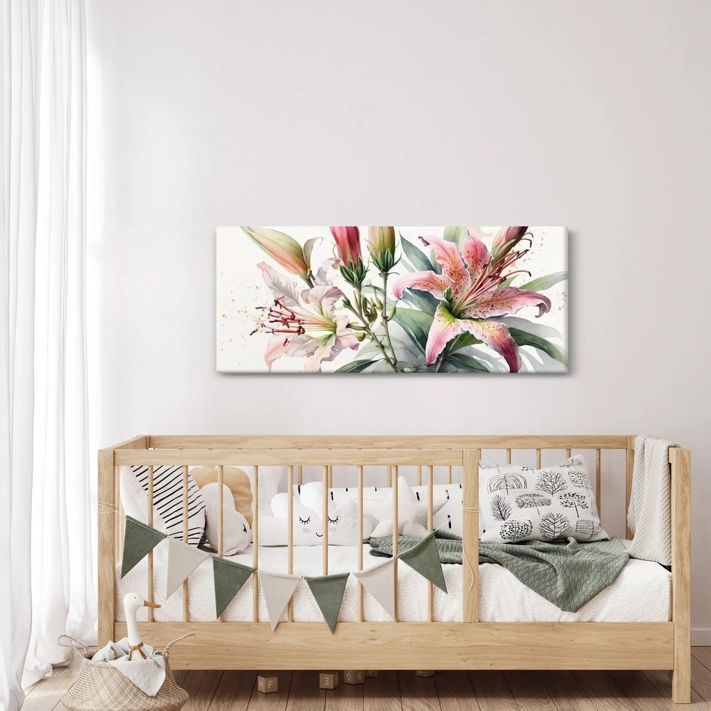 Kép - Liliomok, illusztrációk (120x50 cm)