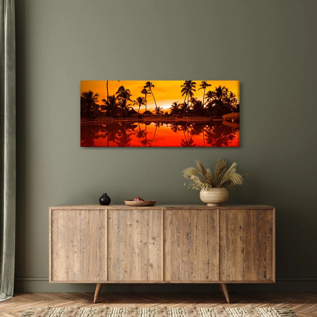 Kép - naplemente az üdülőhely felett (120x50 cm)