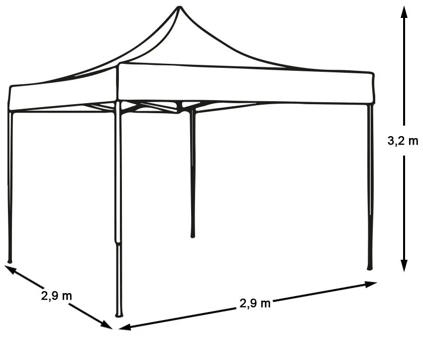 Összecsukható kerti pavilon több típusban-2,9x2,9 méteres-piros-pavilon