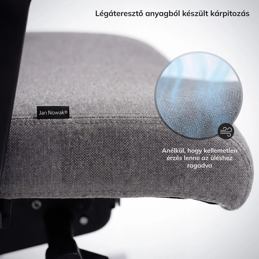 Ergonómikus, forgó irodai szék hálós háttámlával, szürke: VECTOR