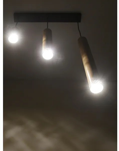 Csillár zsinóron TUBO 3xGU10/25W/230V fa