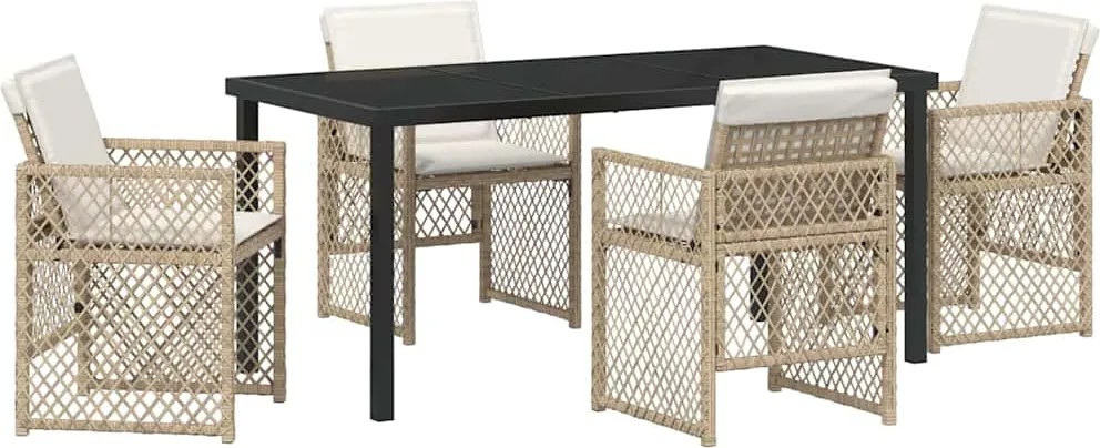 vidaXL Kert étkező szett 5 pcs Bézs polirattan