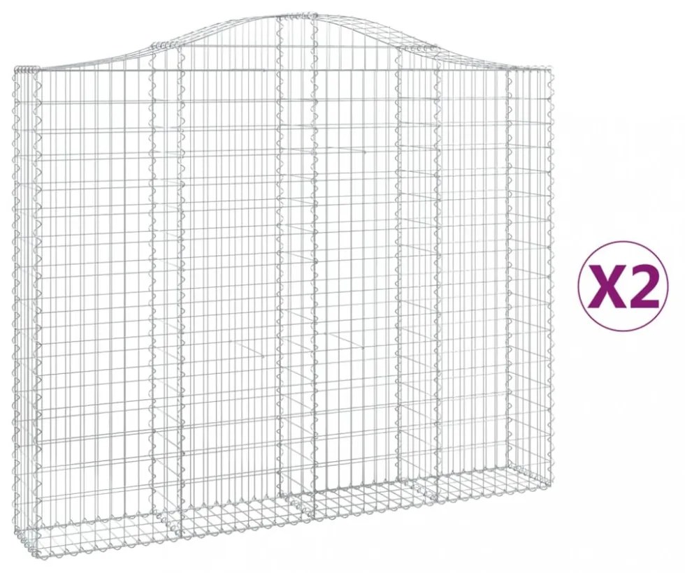 2 db íves horganyzott vas gabion kosár 200x30x160/180 cm