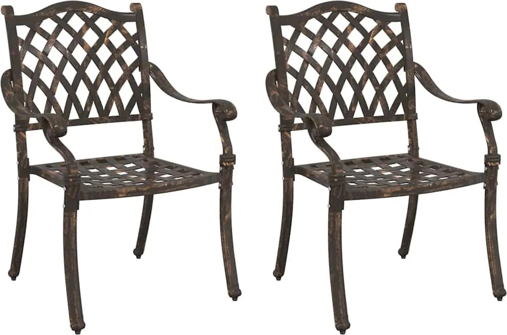vidaXL Kerti Szék 2 pcs Bronz 56 x 55 x 92.5cm Alumínium
