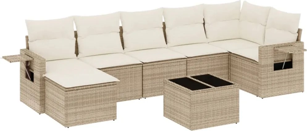 vidaXL 8 részes bézs polyrattan kerti ülőgarnitúra párnával