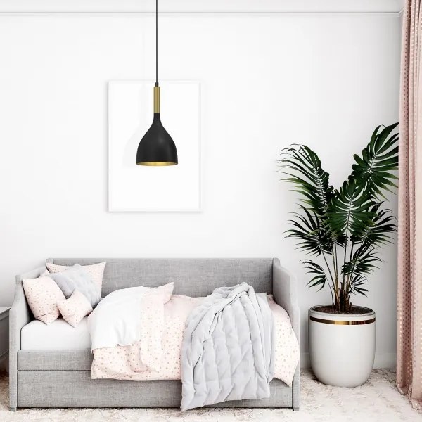 Csillár zsinóron NOAK 1xE27/15W/230V fekete/arany