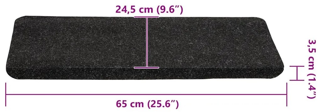 30 db antracitszürke öntapadó lépcsőszőnyeg 65 x 24,5 x 3,5 cm
