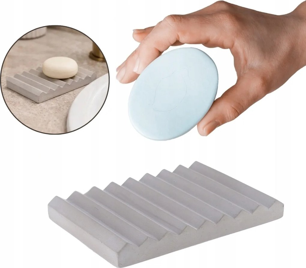 Fürdőszobai Szappantartó Szabadon Álló Cementszappan Szürke Modern