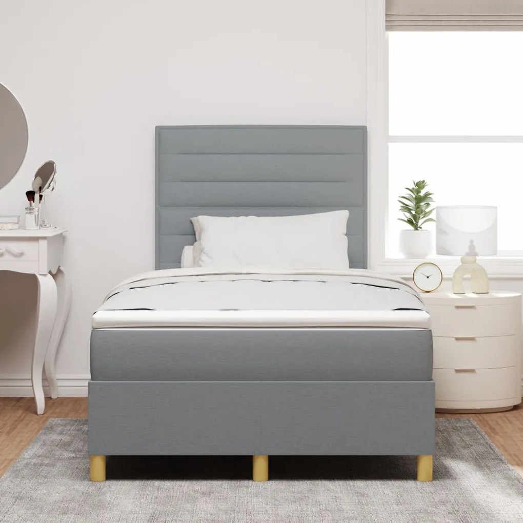 Box Spring Ágy Matraccal Világosszürke 120x200 cm Szövet