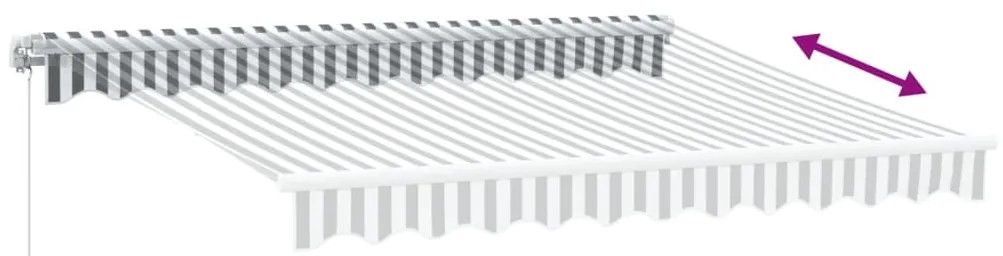 antracitszürke-fehér kézzel kihúzható napellenző 300 x 250 cm