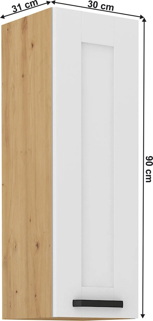 Felső szekrény, fehér/artisan tölgy, LULA 30 G-90 1F