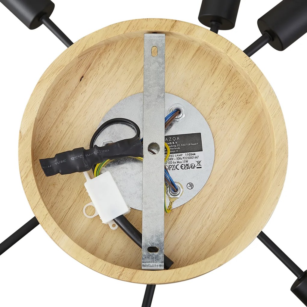 Art Deco mennyezeti lámpa fekete fa elemekkel, 6 ágú - Sydney