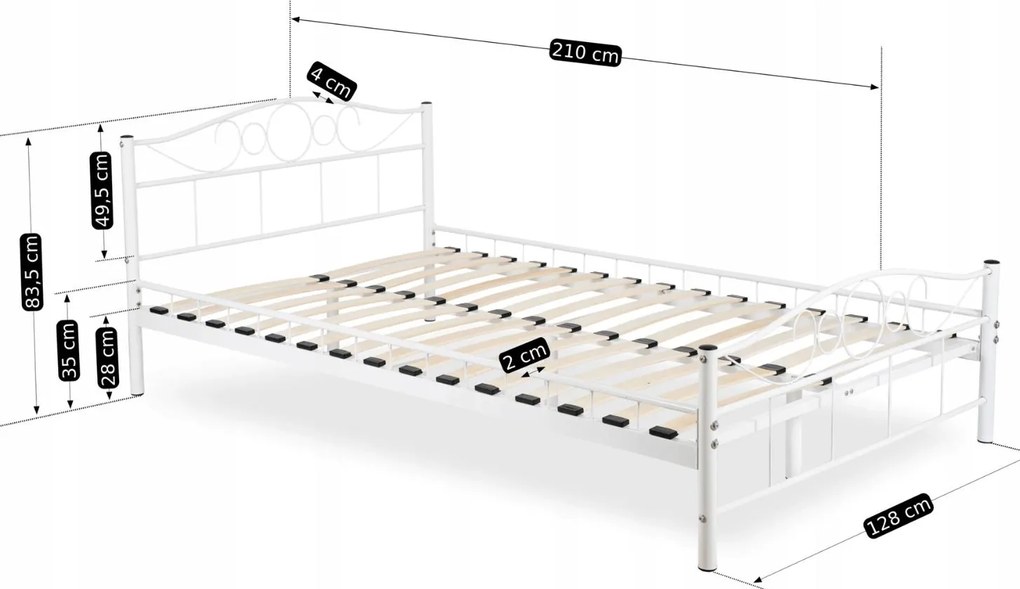 Fém ágy 120 cm Granjeros (fehér) (ágyráccsal). Akció -21%. 1119128