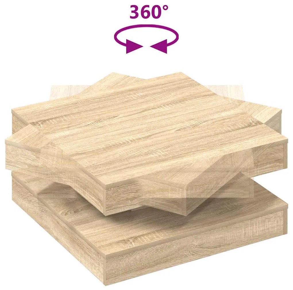 sonoma tölgy dohányzóasztal 360 fokban forgatható 70x70x34,5 cm