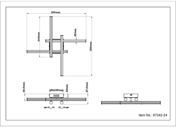 Globo 67342-24 - LED Mennyezeti lámpa KIRINA LED/24W/230V 3000K fekete
