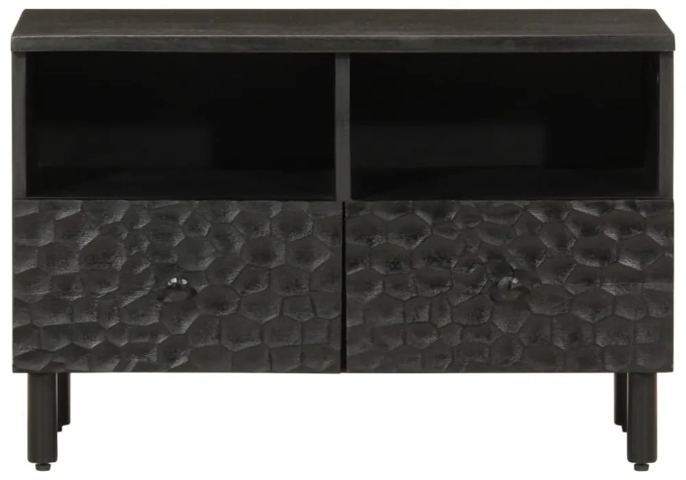 fekete tömör mangófa TV-szekrény 70 x 33 x 46 cm
