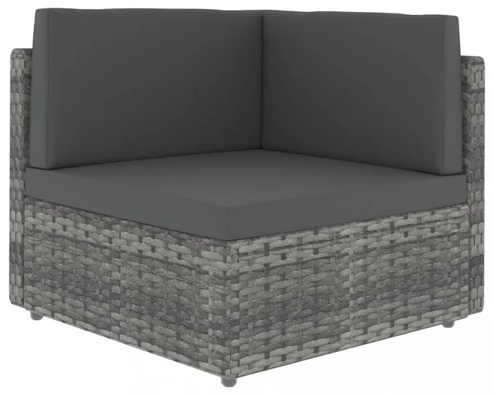 14 részes szürke polyrattan kerti ülőgarnitúra párnákkal