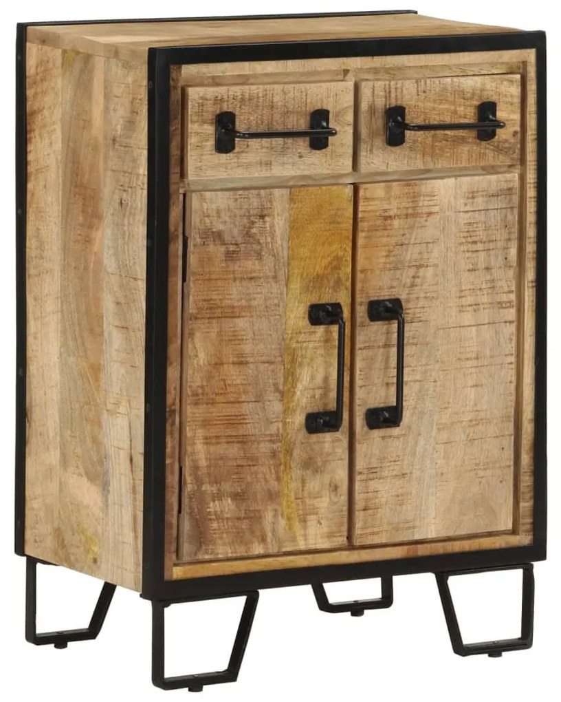 tömör mangófa és vas tálalószekrény 2 fiókkal 53 x 31 x 72 cm