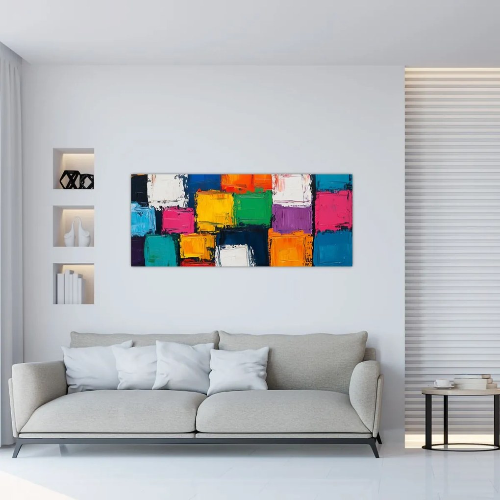 Kép - Színes négyzetek festménye (120x50 cm)