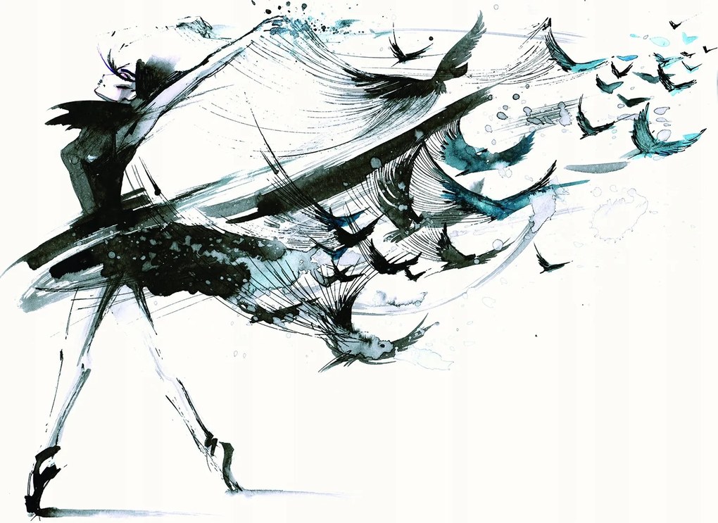 Fotótapéta Nő Madarak Szabadság tánc 416x290 Modern Vázlat +ragasztó